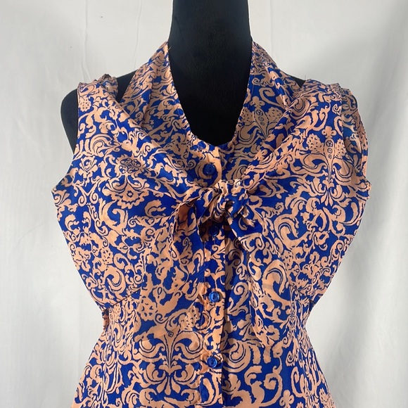 Francesca’s Blue, Peach,Romper, short set onsie,halter, button up, size small - Picture 2 of 16